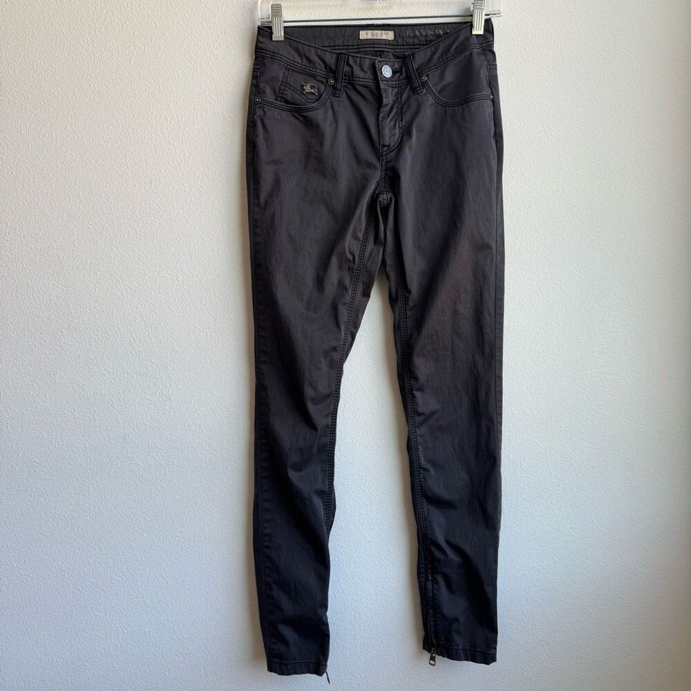 Burberry Bayswater Skinny Zipper Ankle Gray Casual Pants Cotton Twill Size 25 W